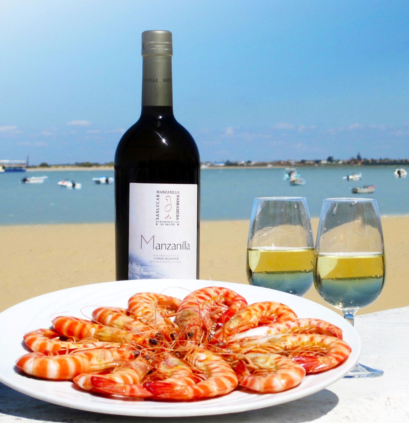 Manzanilla y langostinos de Sanlúcar Manzanilla y langostinos de Sanlúcar