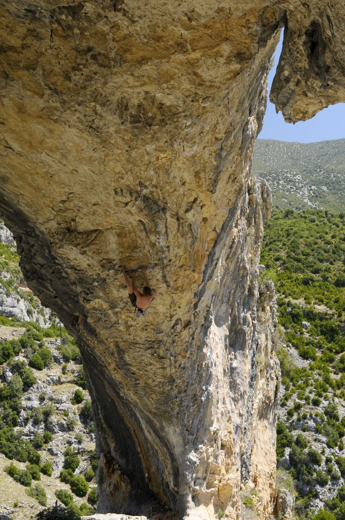 Klettern in der Mascún Schlucht in Rodellar (Sierra de Guara) 