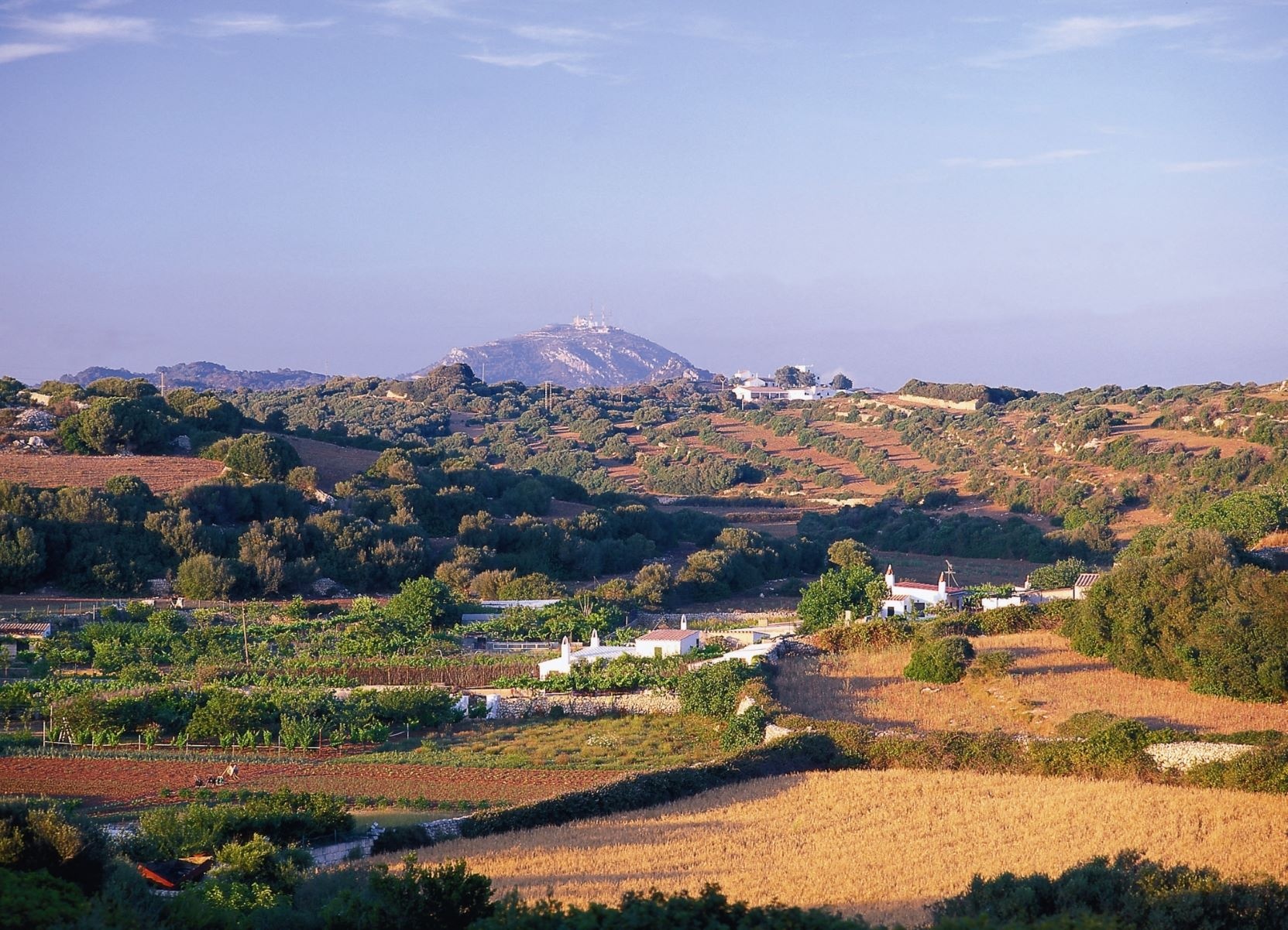 Die Gartenlandschaft im Inselinneren überblickt vom höchsten "Berg" der Insel, Toro