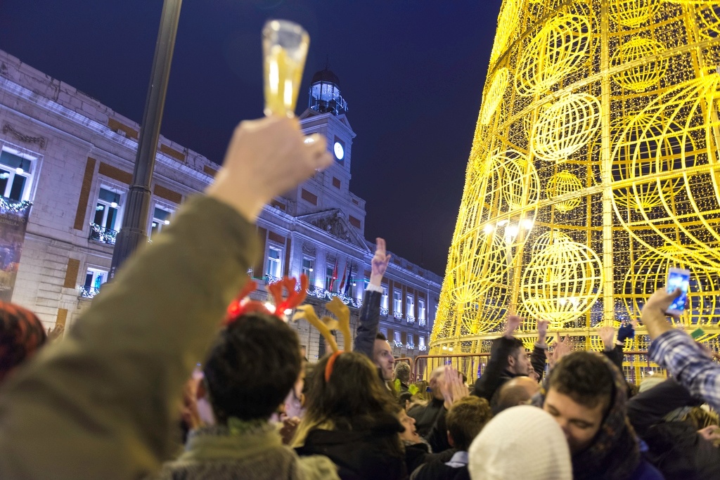 Silvester an der Puerta del Sol in Madrid